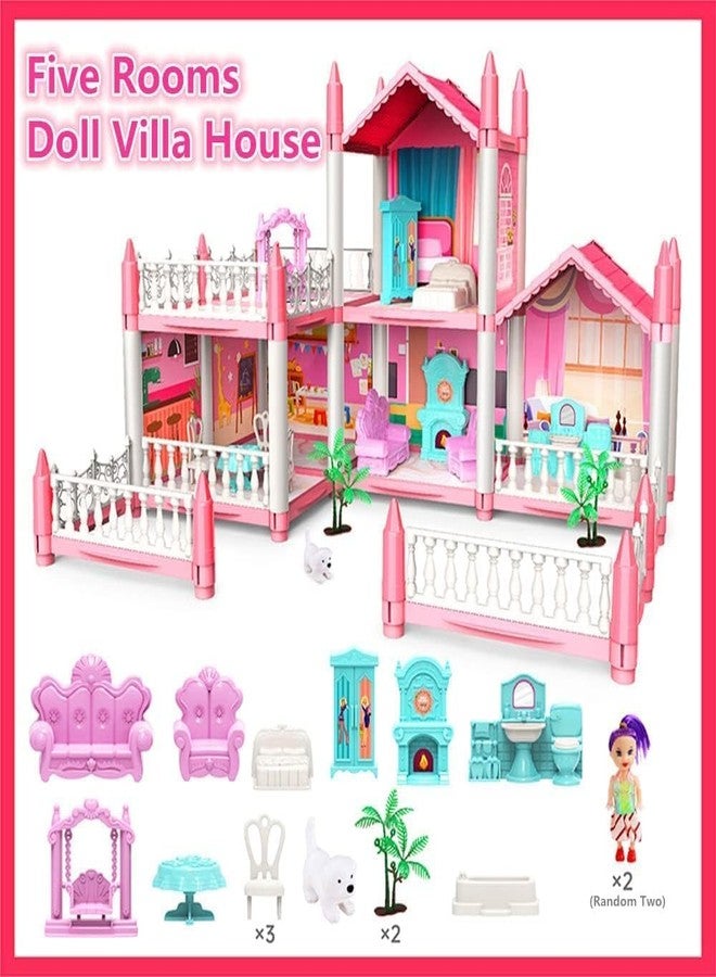 Brighterbee Dream Palace Doll House | Play Set | Girls Doll House | Play Set with Accessories | Dolls with Furniture| Role Play Set|Age for 3-8 Years - Image 3